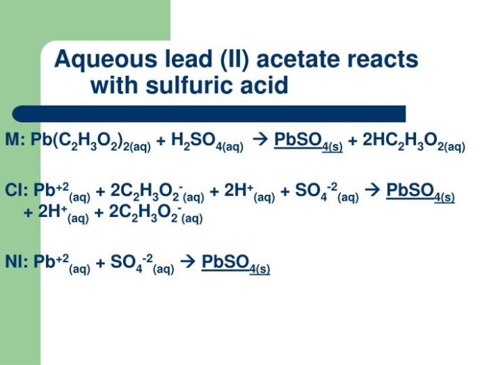 Lithium sulfate and lead ii acetate