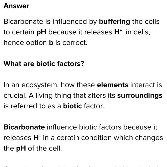 How do bicarbonates influence biotic factors